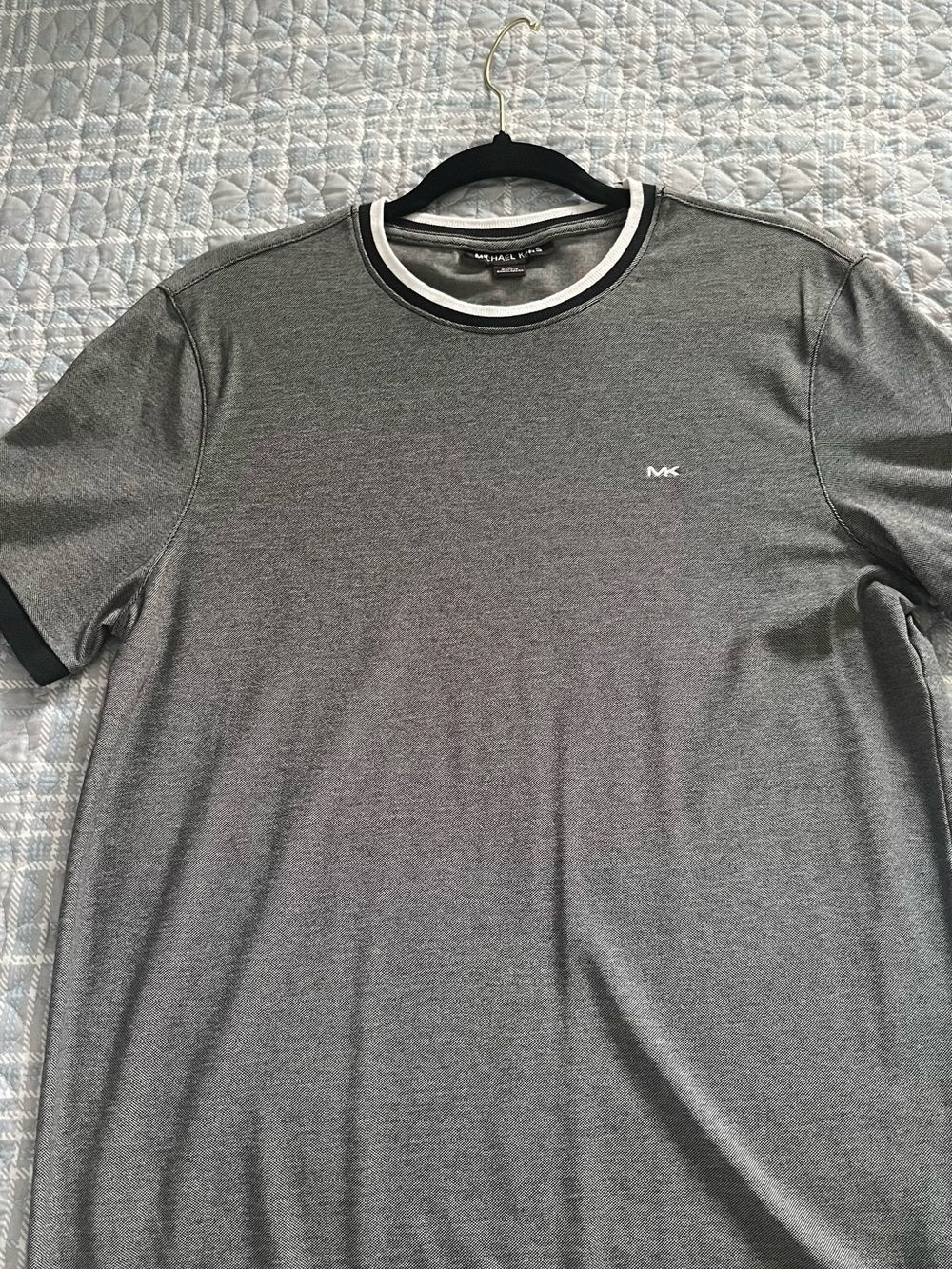 Michael Kors Men's Heather Gray Short-Sleeve Crewneck Tee with Contrast Trim